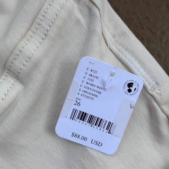 NWT Free People Venice Beach Cream Elastic Waist Flare Wide Leg Jeans Size 26 - Picture 14 of 14